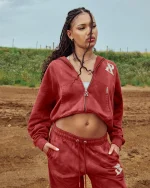 SSS REALISM LEGACY ZIP CARMINE HOODIE WASHED