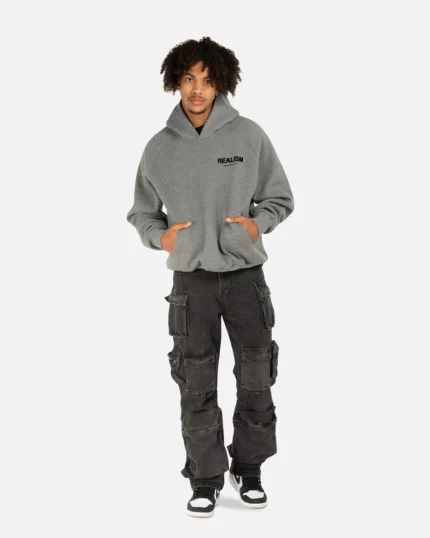 SSS REALISM BACK LOGO DARK HEATHER HOODIE
