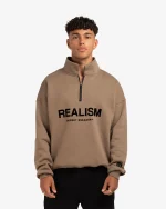 SSS REALISM IDOL HALF ZIP TAUPE SWEATER
