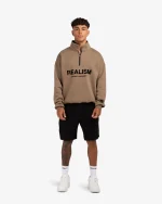 SSS REALISM IDOL HALF ZIP TAUPE SWEATER