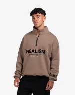 SSS REALISM IDOL HALF ZIP TAUPE SWEATER