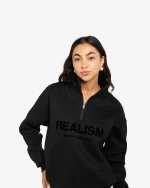 SSS REALISM IDOL HALF ZIP BLACK SWEATER
