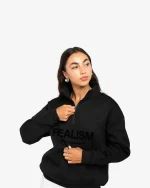 SSS REALISM IDOL HALF ZIP BLACK SWEATER