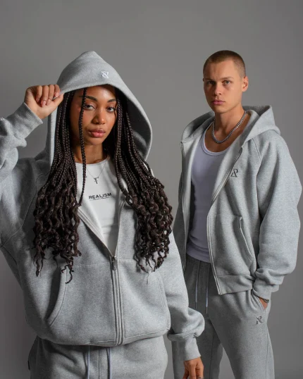 SSS REALISM RADIANT ZIP GREY MARLE HOODIE