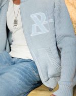 SSS REALISM VIVANT KNIT ZIP HOODIE BLUE POWDER