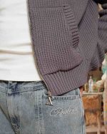 SSS REALISM VIVANT KNIT ZIP CHARCOAL HOODIE