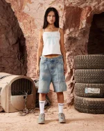 REALISM VIVANT DENIM SHORTS WASHED BLUE