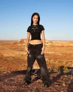 SSS REALISM SCRIPT BABY TEE BLACK