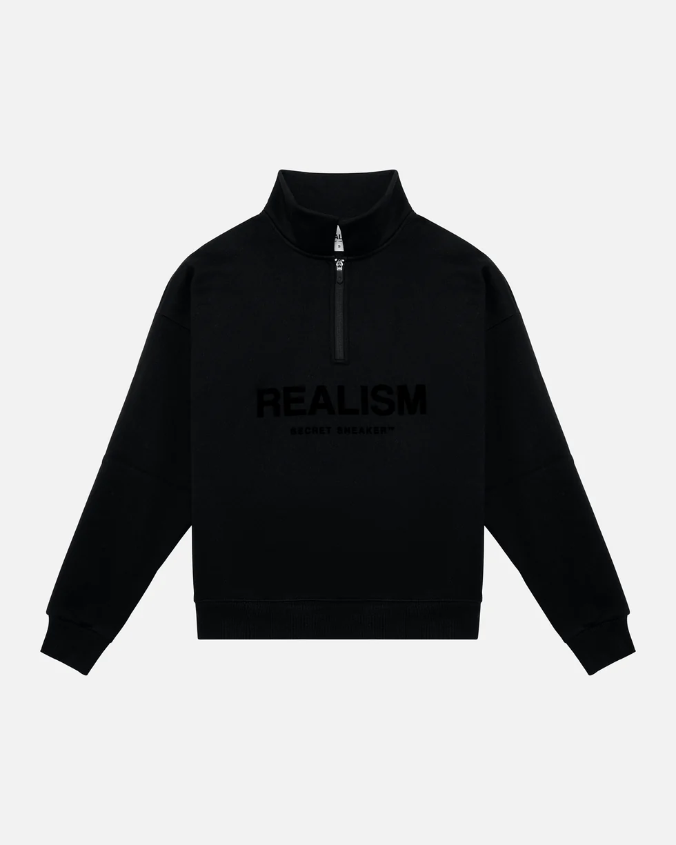 SSS REALISM IDOL HALF ZIP BLACK SWEATER SSS REALISM IDOL HALF ZIP BLACK SWEATER