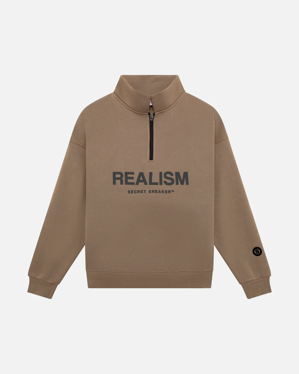 SSS REALISM IDOL HALF ZIP TAUPE SWEATER SSS REALISM IDOL HALF ZIP TAUPE SWEATER