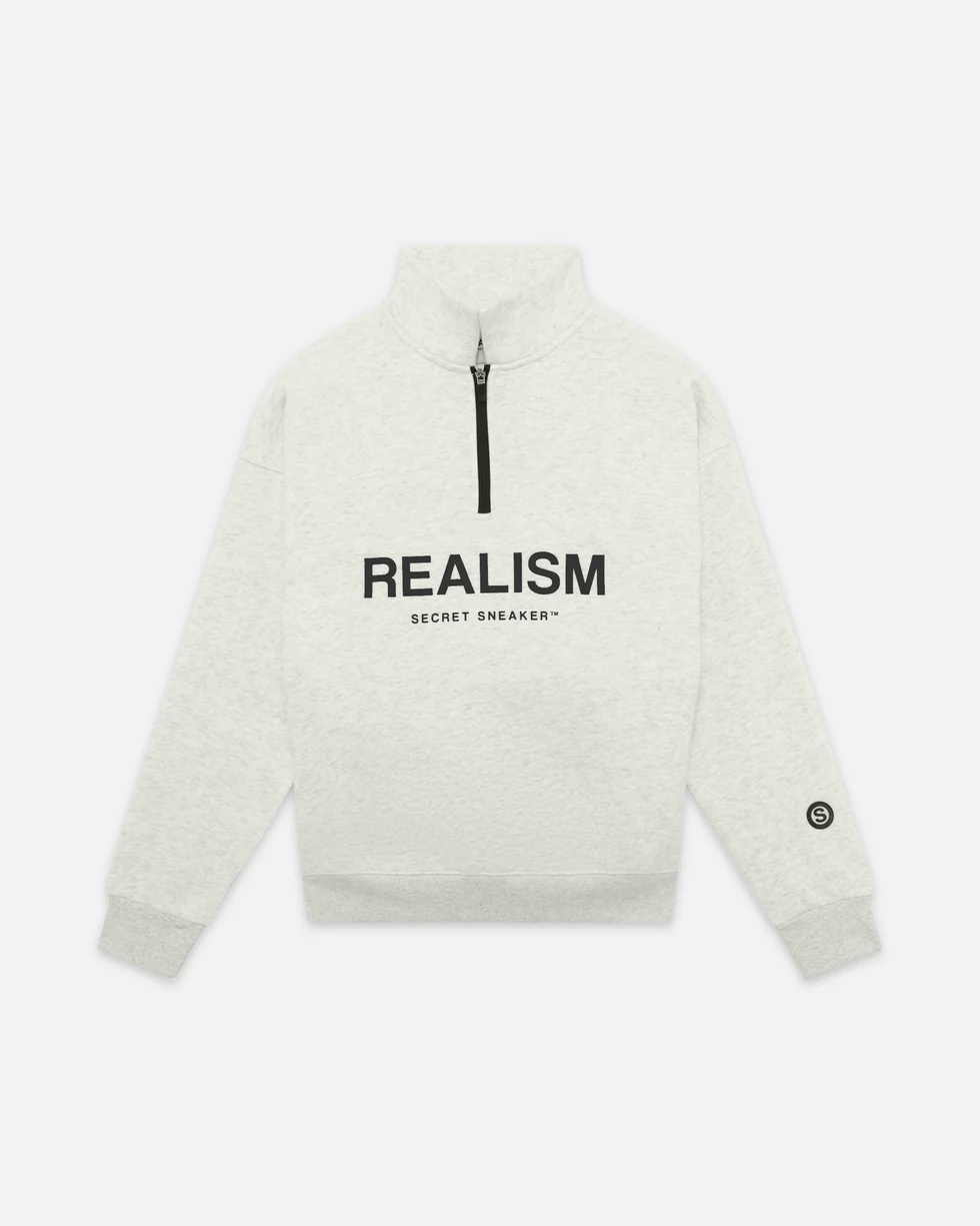 SSS REALISM IDOL HALF ZIP OATMEAL SWEATER SSS REALISM IDOL HALF ZIP OATMEAL SWEATER
