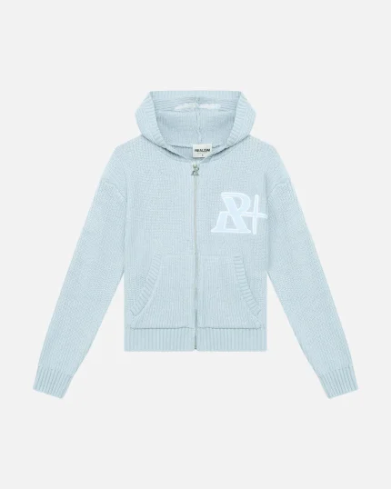SSS REALISM VIVANT KNIT ZIP HOODIE BLUE POWDER